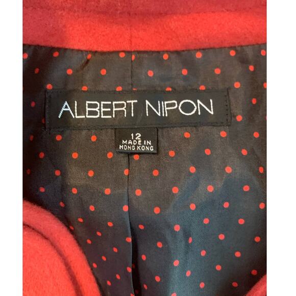 Albert Nipon orange wool snap buttons blazer size 12 - Picture 3 of 8